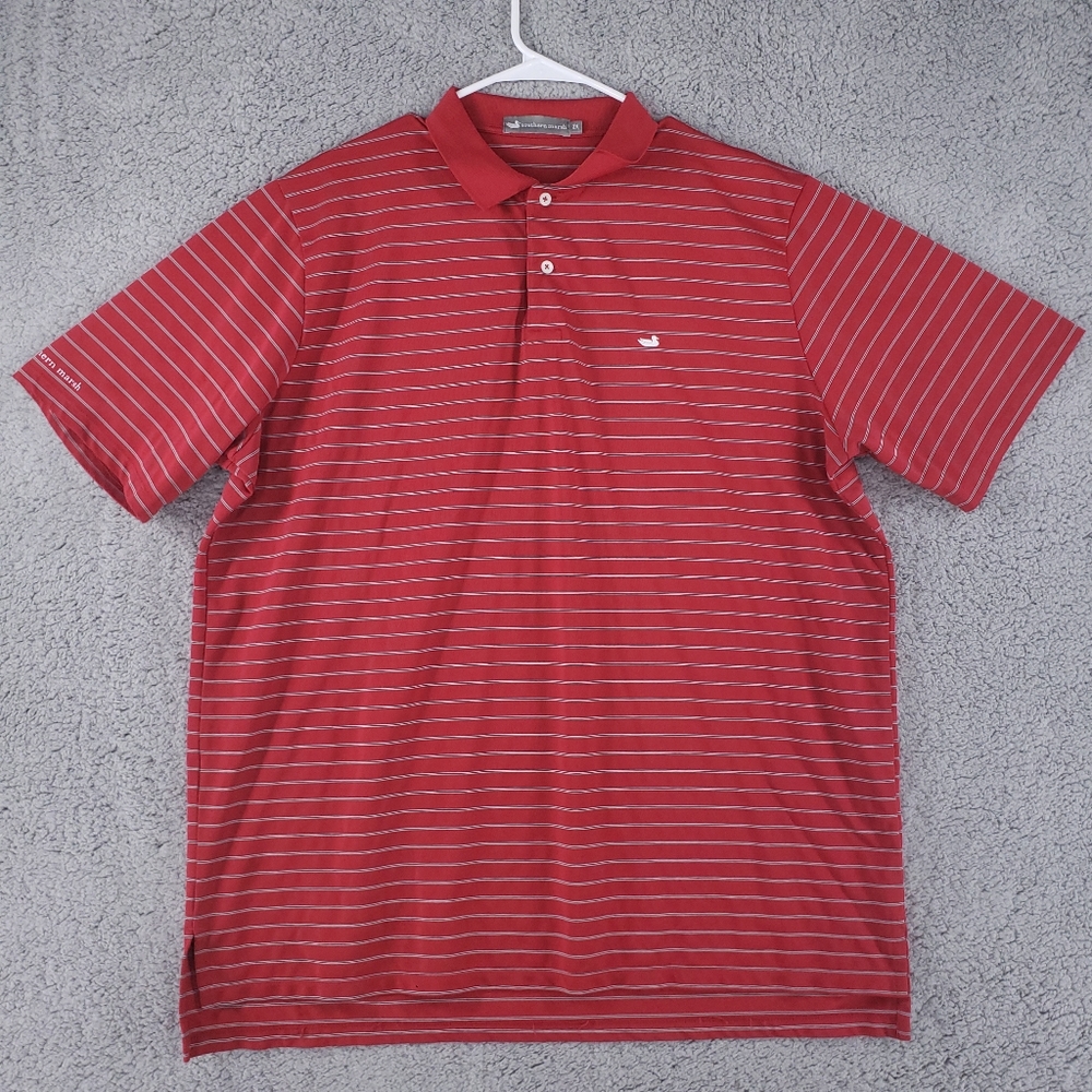 SOUTHER MARSH red striped golf polo shirt mens 2XL